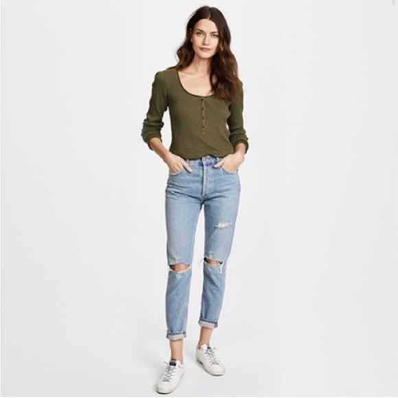 Agolde Jeans Jamie High Rise Classic Distressed Jeans in Angst 26 - Picture 1 of 14